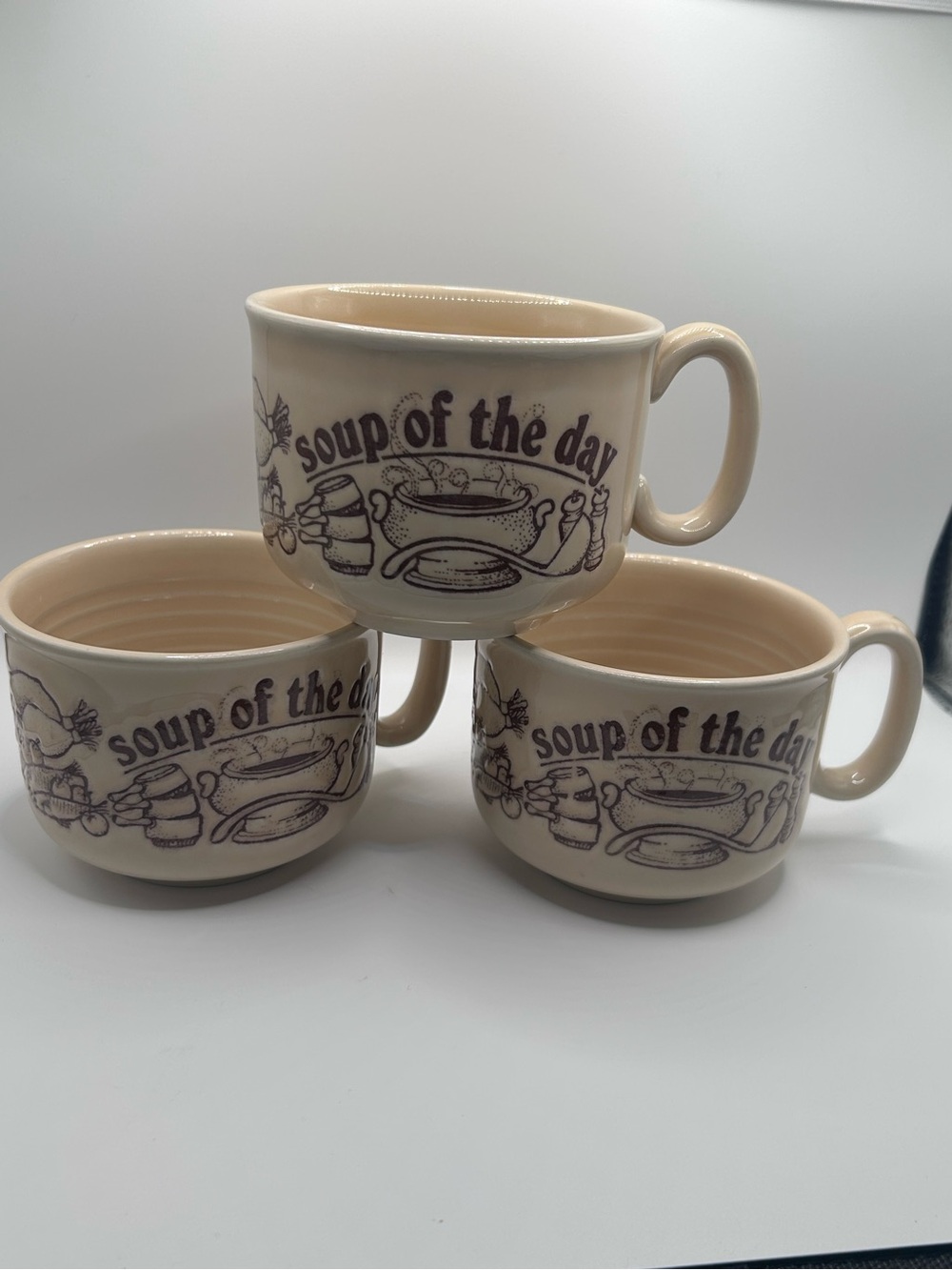 Vintage Churchill England Soup of the Day Mugs Set | Retro English Kitchenware